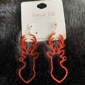Christmas Red Glitter Reindeer Dangle Earring with Gift Box 🎄🎄